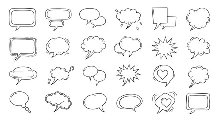 Cool hand-drawn speech bubbles and thought balloons for expressing ideas and messages in creative designs