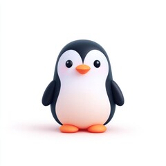 Obraz premium Cute 3D Penguin Icon with Soft Rounded Belly and Flippers for Creative Projects