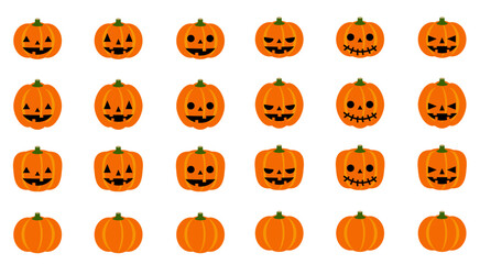 ハロウィンのかわいいかぼちゃイラストアイコンhalloween