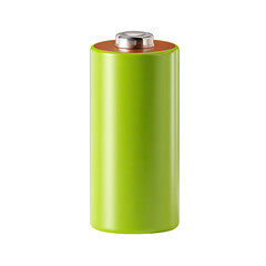 Green cylindrical battery with a copper-colored top