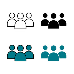 Group Icon . in stroke, black and colored vectors collection isolated on white background.