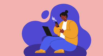 Young woman working remotely from bed on her laptop, showcasing comfortable home office flexibility and digital lifestyle.