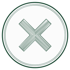 Obraz premium Geometric X Symbol Icon in Dark Green Circle Graphic