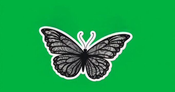 Faint blue halo emerging under monochrome butterfly pulsing, creating grunge on transparent canvas