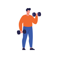 Vector art of man exercising with dumbbells