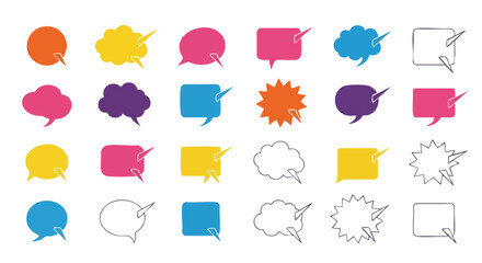 Engaging speech bubbles in vibrant colors for modern communication visuals and creative design projects