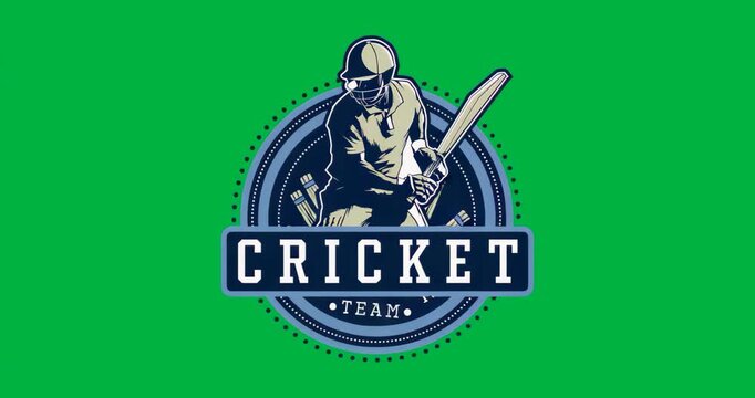 Emblem emerging with transparent backdrop shifting behind batsman holding bat for logo stability