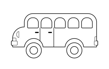 Bus, school bus isolated on a white background. Outline drawing. Vector illustration, linear icon, template for coloring.