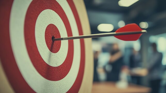 A dart hitting the center of a target.