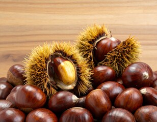Pile of ripe chestnuts