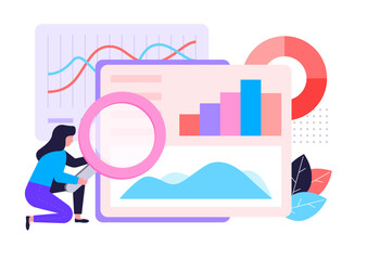 vector illustration of a modern laptop with graph