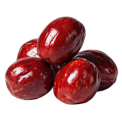 Obraz premium Pile of glossy, deep red fruits, oval shaped, with patterned skin