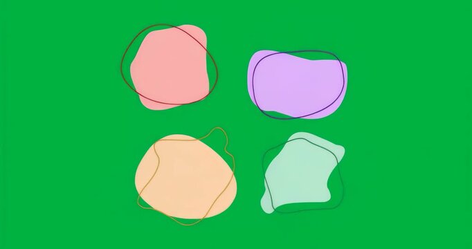 On start, four blobs pulsing and rotating outlines over noise on transparent backdrop for looping