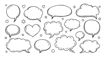 Speech bubble sketch collection for expressing thoughts and messages in fun, creative designs