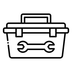Toolbox Icon with Wrench, Outline Style