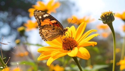 Butterfly on a yellow flower