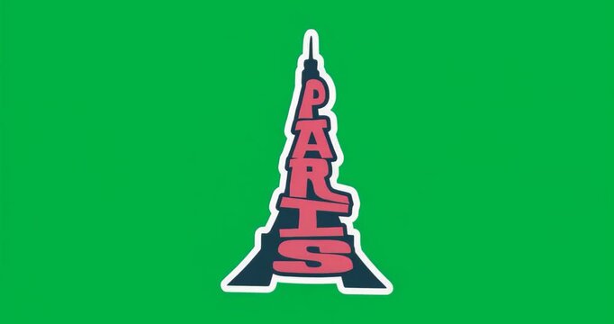 Play animating letters PARIS forming Eiffel Tower shifting pulsing on transparent backdrop to brand