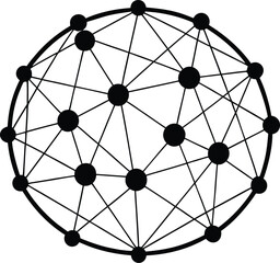 Abstract network sphere composed of interconnected nodes
