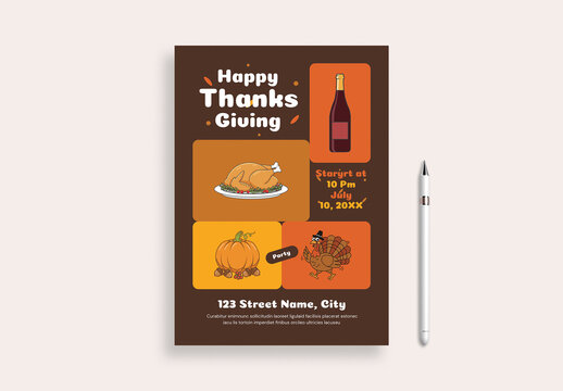 Thanksgiving Feast Dinner Party Invitation Layout