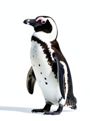 Obraz premium Penguin waddling on white background animal photography studio environment close-up view wildlife concept