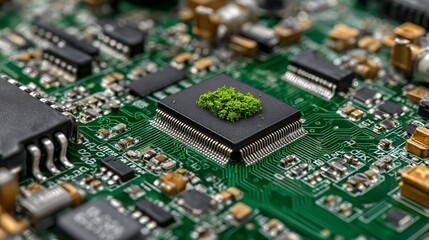 Obraz premium The Future of Biodegradable Electronics: Eco-Friendly Circuits, Components, and Packaging Will Replace Harmful E-Waste, Reducing Environmental Impact and Promoting Sustainable Electronics Production.