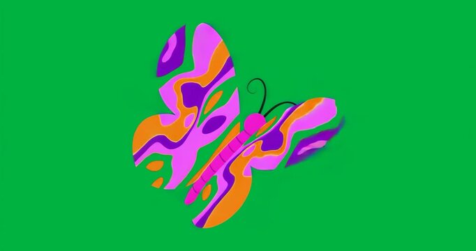 On start butterfly rotating right pulsing aura on transparent backdrop showing neon swirls