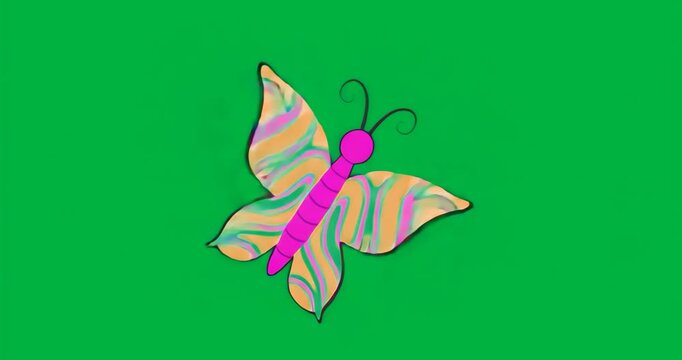 Digital glitch initiating pastel butterfly tilting wing on transparent background showcasing emblem