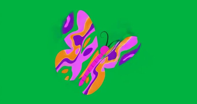 Swirling smoke initiating butterfly emerging, rotating and aligning wings for showcasing pattern