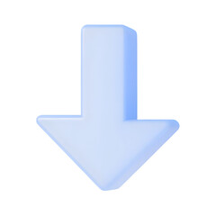 3D Blue Download Arrow Icon &ndash; Transparent Background