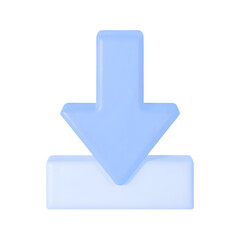 3D Blue Glass Download Arrow Icon &ndash; Transparent Background