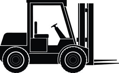 Side view of a forklift with its forks lifted silhouette vector