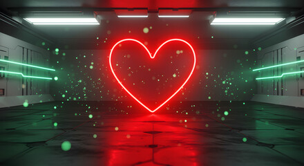 Red Heart Neon Sci-Fi Interior