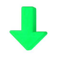 3D Green Download Arrow Icon &ndash; Transparent Background