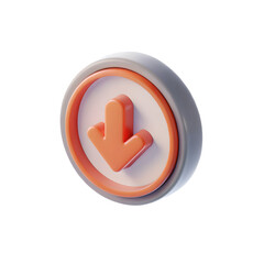 3D Download Arrow in Circle Icon &ndash; Transparent Background