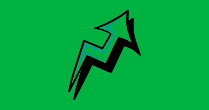 Frame progression shifting background texture while zigzag arrow glowing on transparent canvas