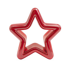 Glossy, vibrant red star shape, outlined