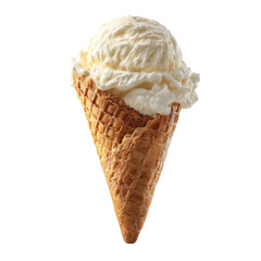 Vanilla ice cream in a waffle cone