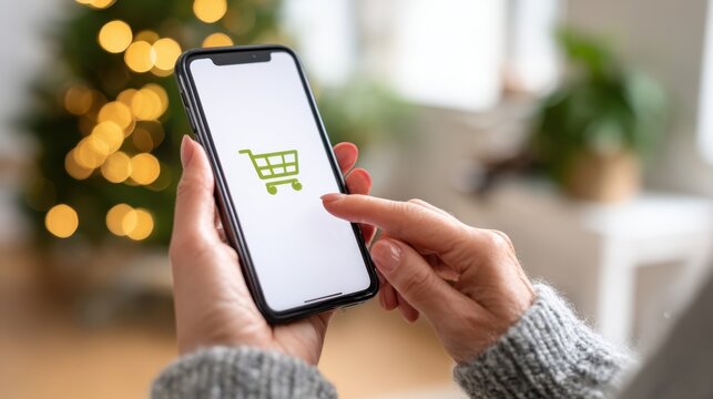Online shopping activity on a smartphone during the holiday season