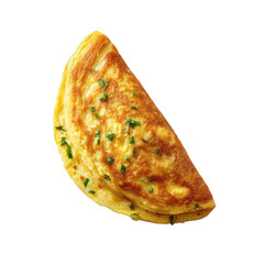 Golden-brown, savory omelet slice, topped with chives