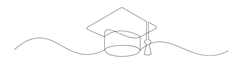 Graduation Cap Continuous Line Drawing