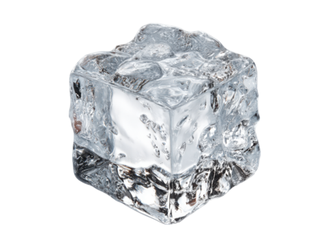 Clear frozen water block with rough edges and internal bubbles transparent, Isolated, Png Transparent Background