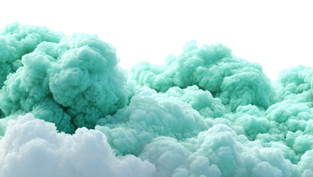 Mint green cloud-like smoke, white clouds
