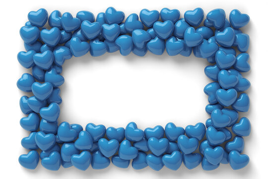Blue heart frame border for valentines day or celebrations