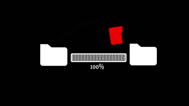 video animation black and white computer folder icon by transfer copying and pasting folder files, on a green chroma key background