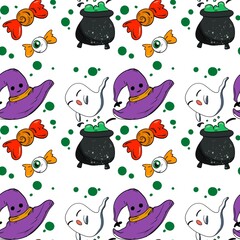 Naklejka premium Seamless Halloween Decorative Illustration Art