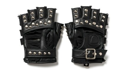 Edgy studded fingerless leather gloves