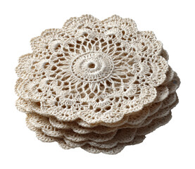 Obraz premium Handcrafted lace doilies for home vintage charm isolated on transparent background