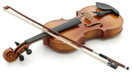 Fototapeta premium Elegant violin with bow ready for performance