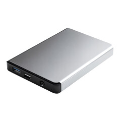 Silver rectangular portable hard drive