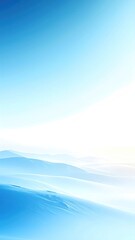 Soft blue abstract aerial view of rolling hills bathed in diffuse white light, evocative of a serene winter landscape